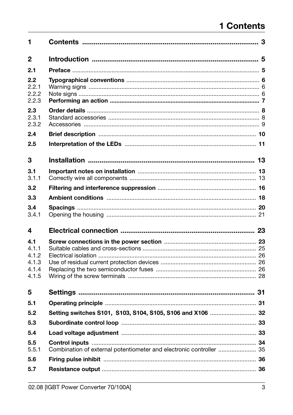 1 contents | JUMO 709050 IPC IGBT Power Converter IPC 70/100A Operating Manual User Manual | Page 3 / 52