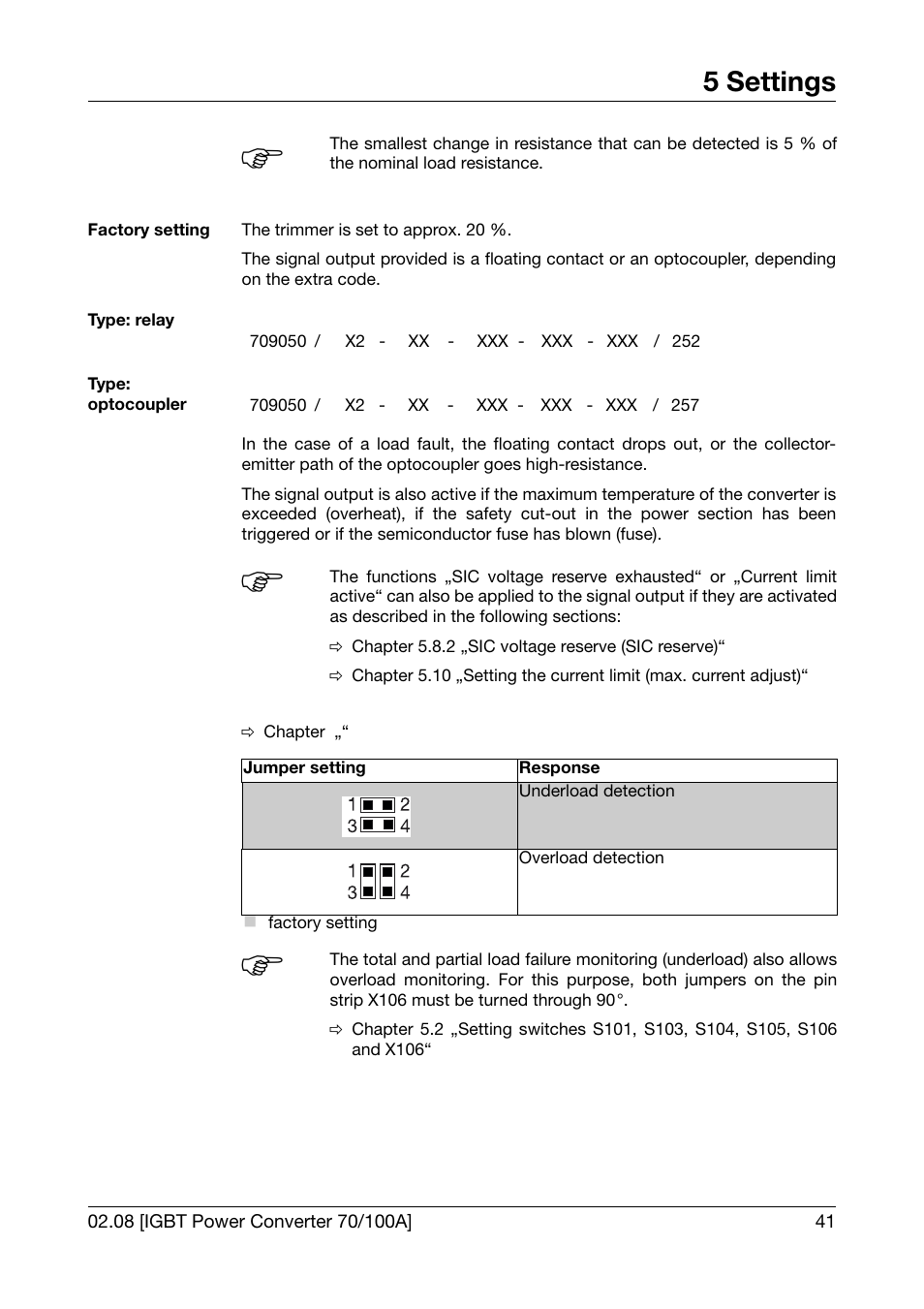 5 settings | JUMO 709050 IPC IGBT Power Converter IPC 70/100A Operating Manual User Manual | Page 41 / 52