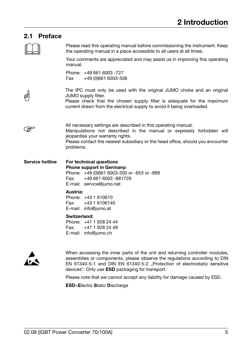 2 introduction, 1 preface, Introduction | Preface | JUMO 709050 IPC IGBT Power Converter IPC 70/100A Operating Manual User Manual | Page 5 / 52