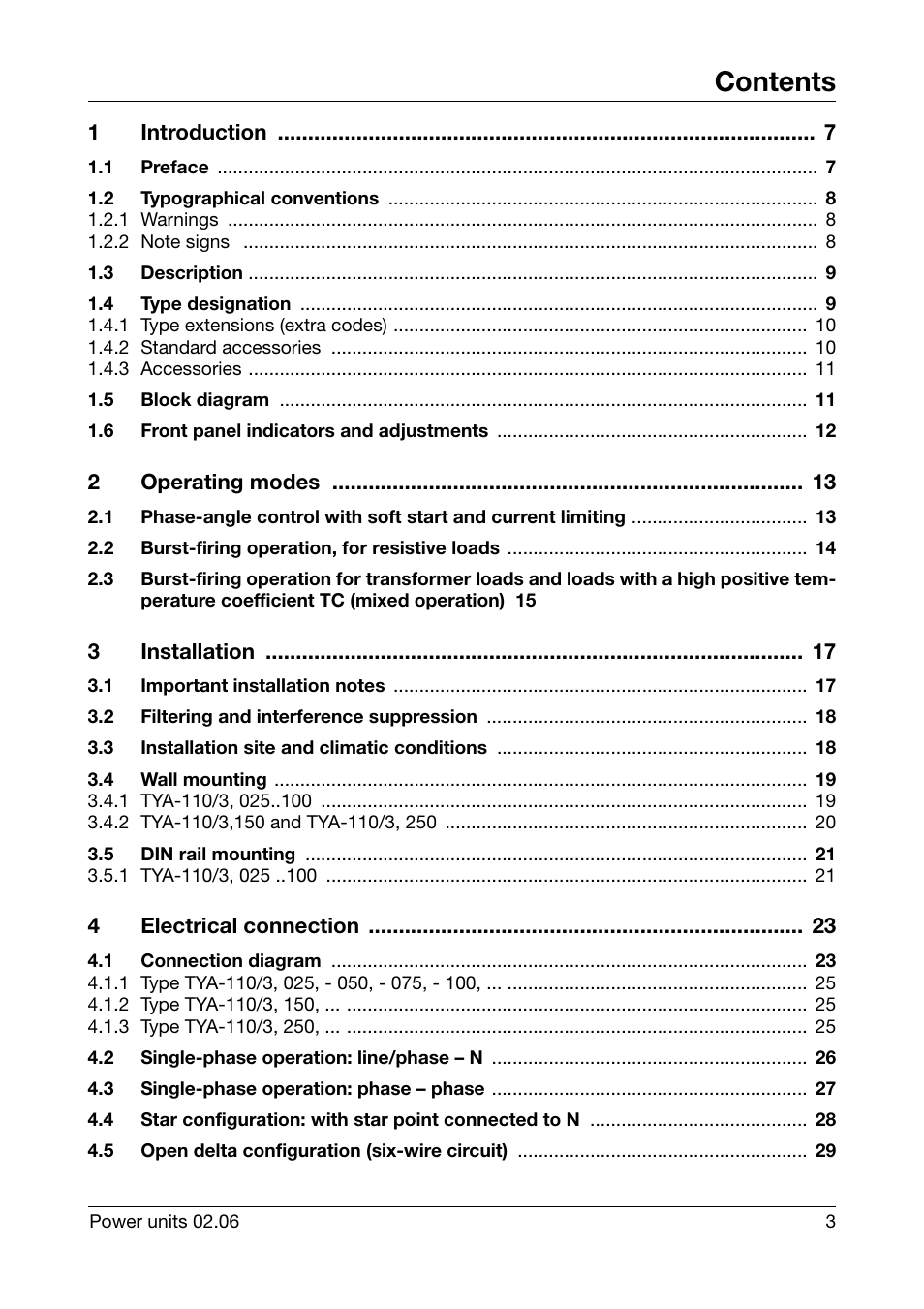 JUMO 709040 TYA-110 thyristor power unit Operating Manual User Manual | Page 3 / 56