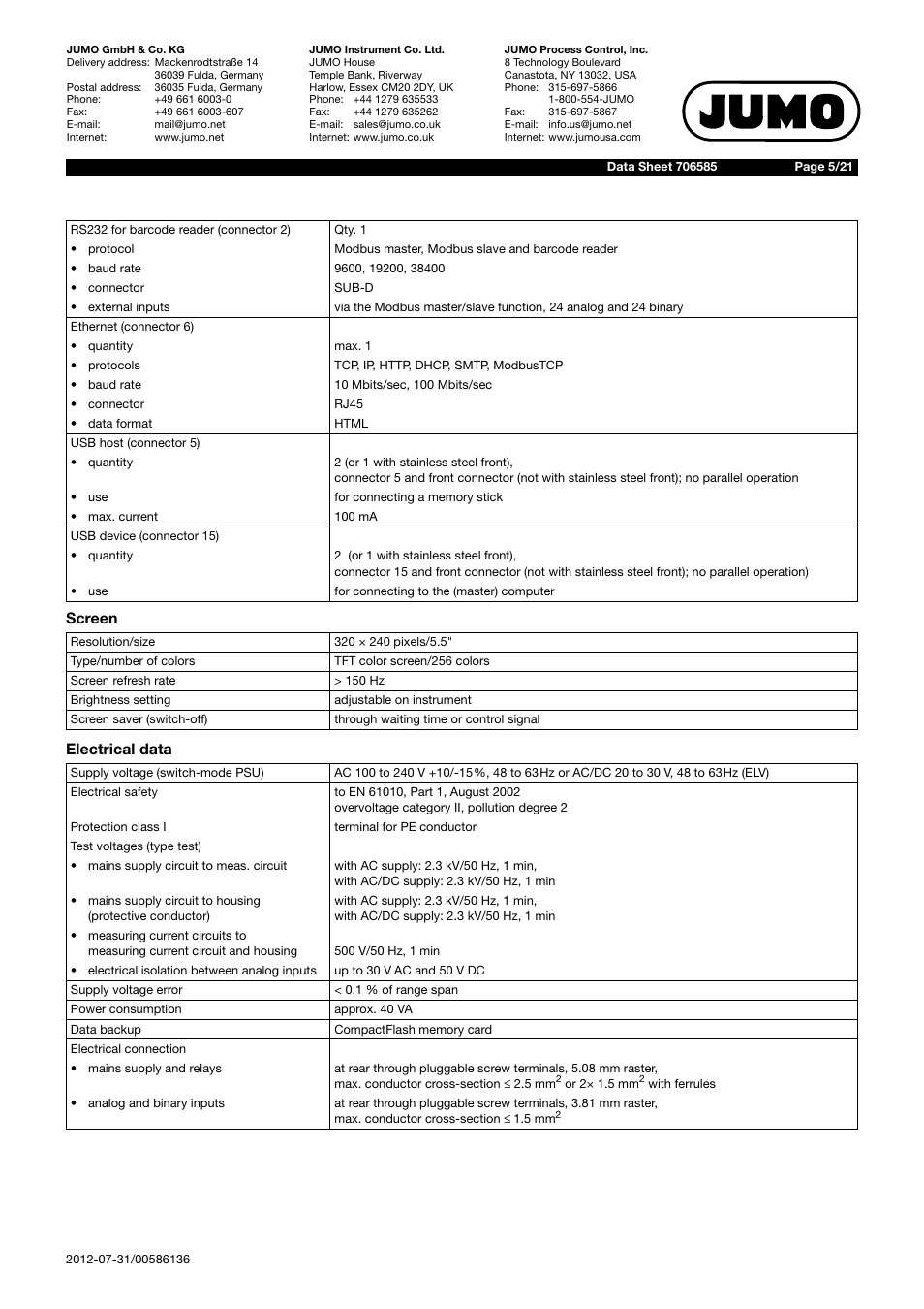 JUMO 706585 LOGOSCREEN fd Data Sheet User Manual | Page 5 / 21