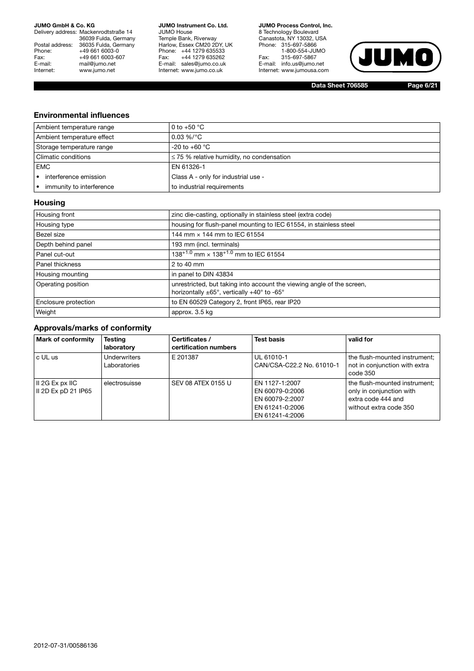 JUMO 706585 LOGOSCREEN fd Data Sheet User Manual | Page 6 / 21