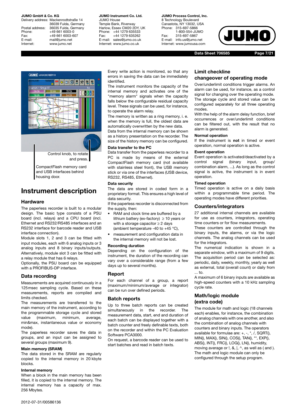 Instrument description | JUMO 706585 LOGOSCREEN fd Data Sheet User Manual | Page 7 / 21