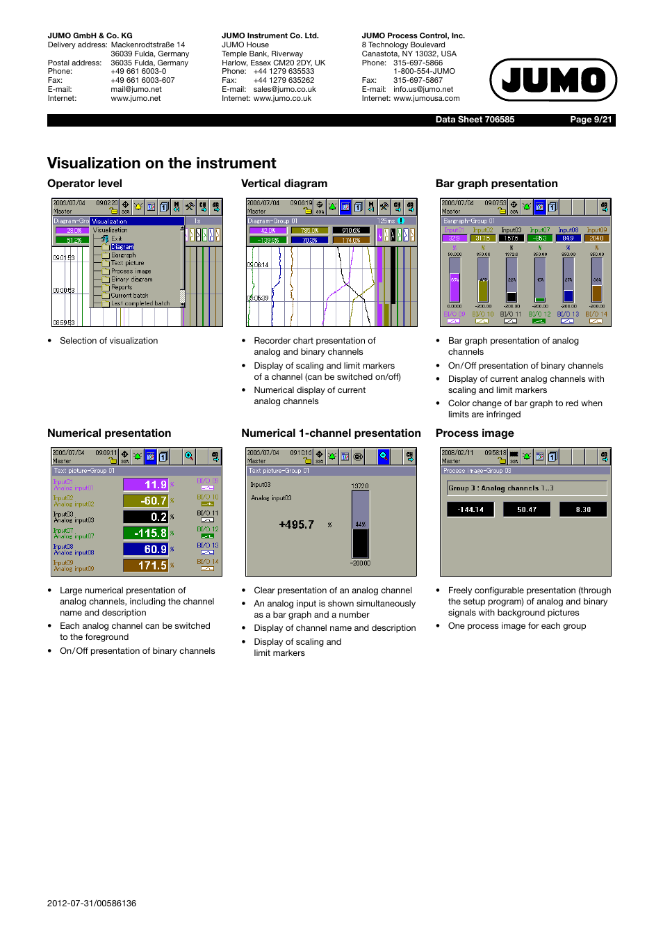 Visualization on the instrument | JUMO 706585 LOGOSCREEN fd Data Sheet User Manual | Page 9 / 21