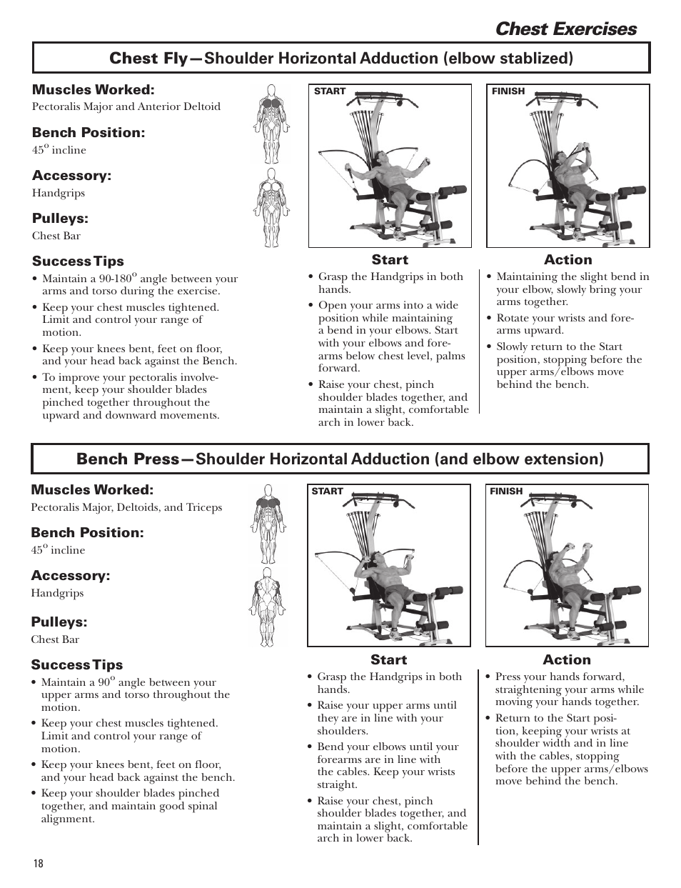 Chest exercises | Bowflex Blaze Home Gym User Manual | Page 18 / 80