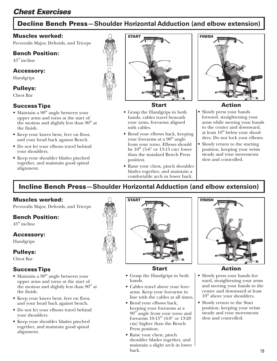 Chest exercises | Bowflex Blaze Home Gym User Manual | Page 19 / 80