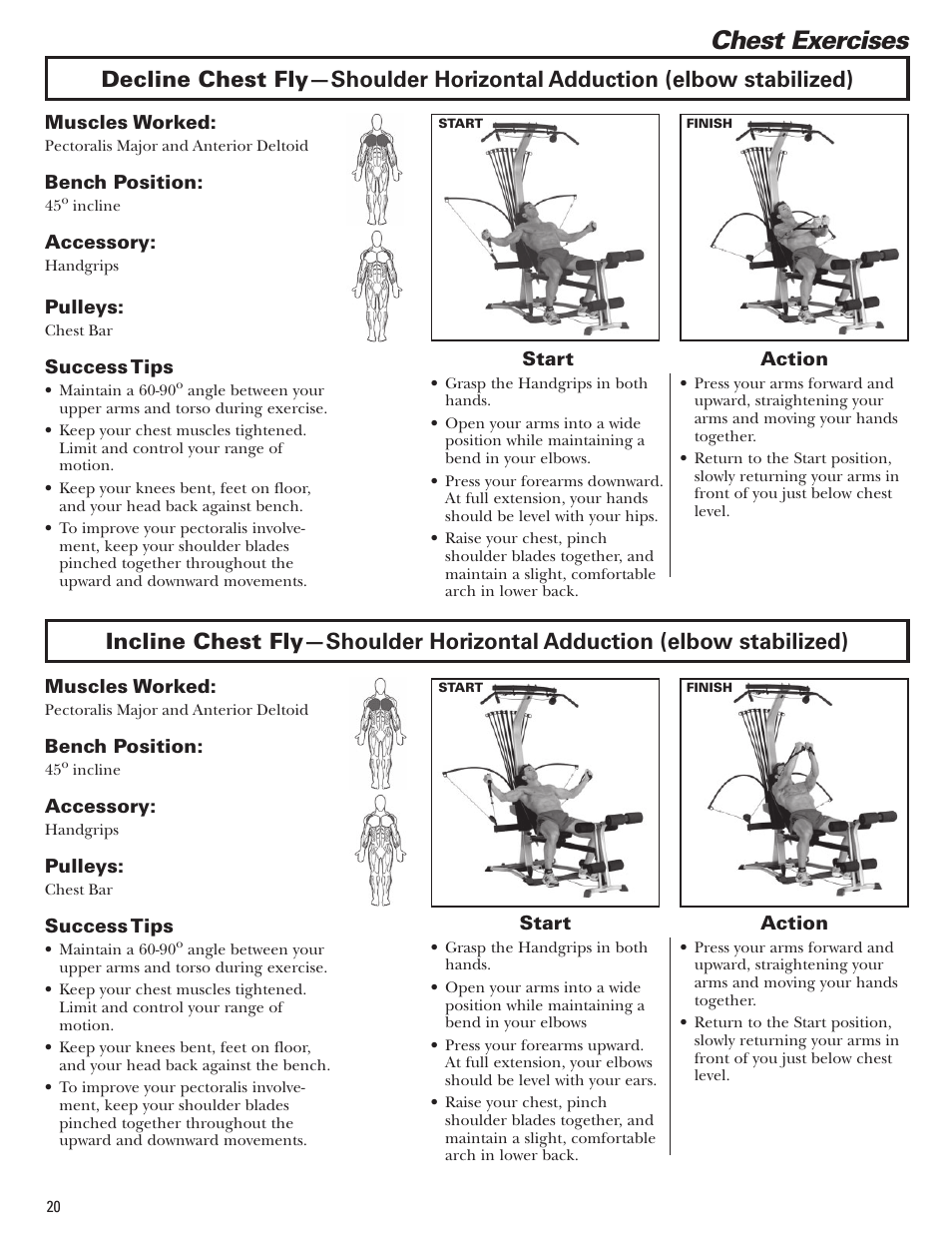 Chest exercises | Bowflex Blaze Home Gym User Manual | Page 20 / 80