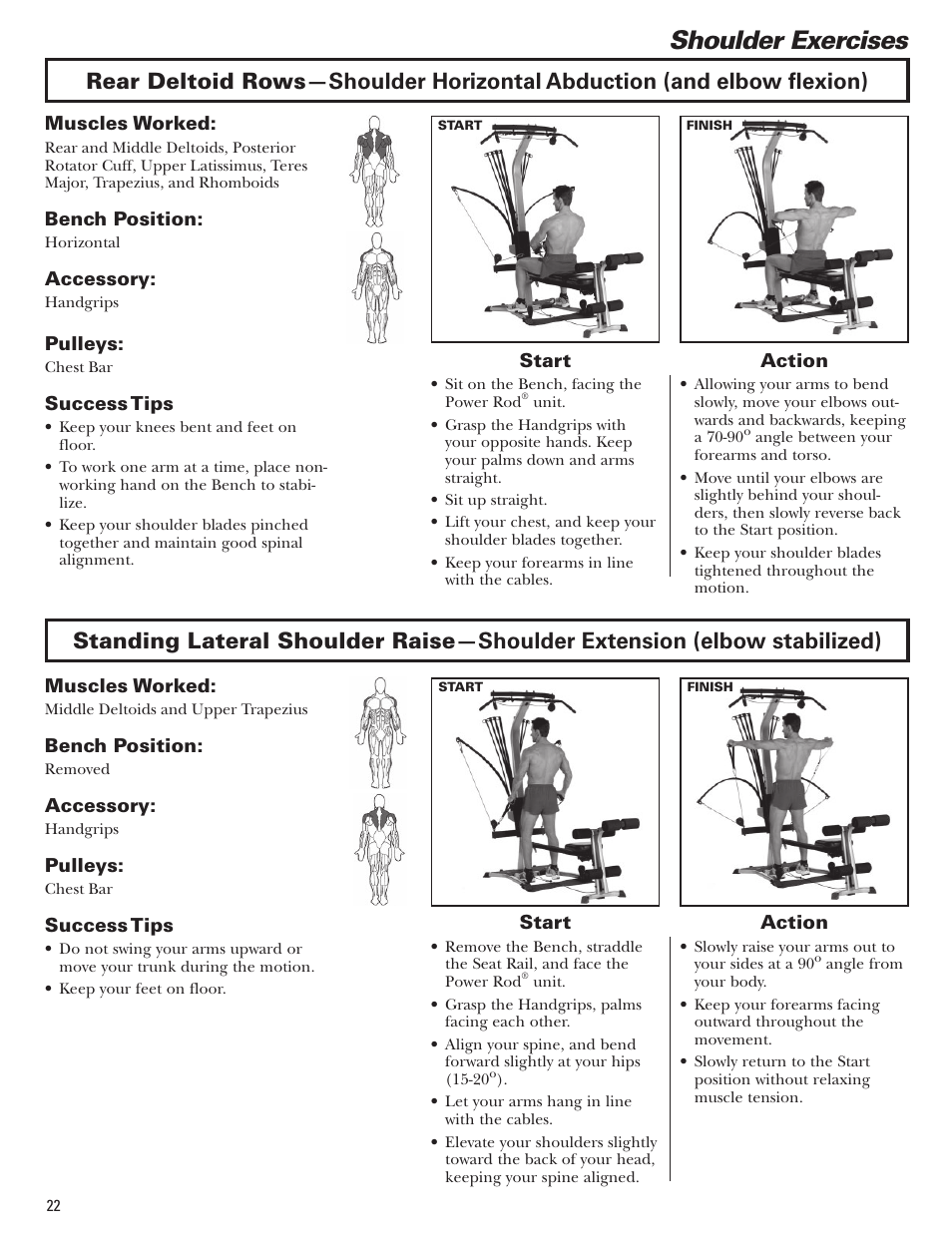 Shoulder exercises | Bowflex Blaze Home Gym User Manual | Page 22 / 80