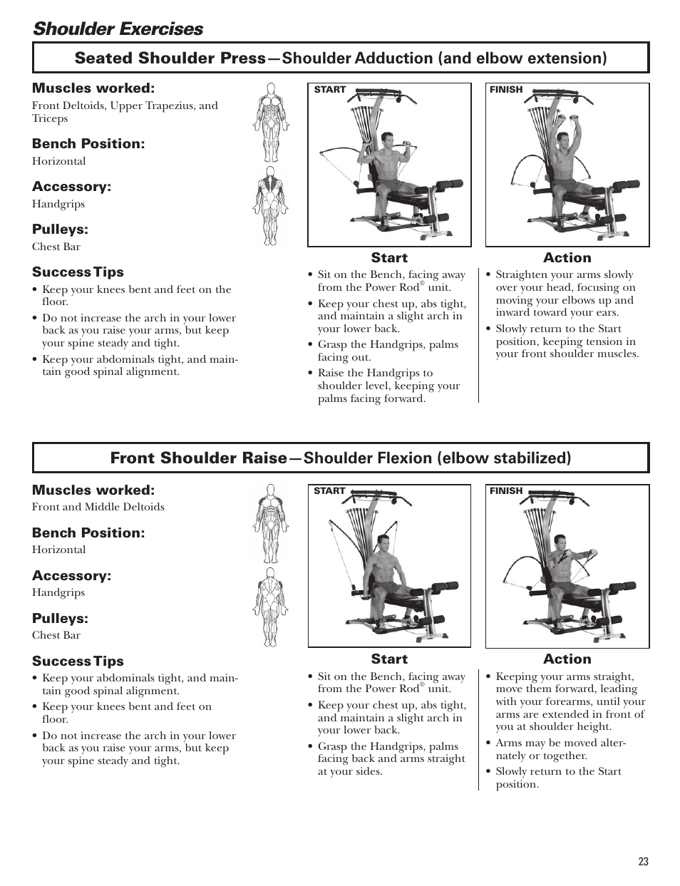 Shoulder exercises | Bowflex Blaze Home Gym User Manual | Page 23 / 80