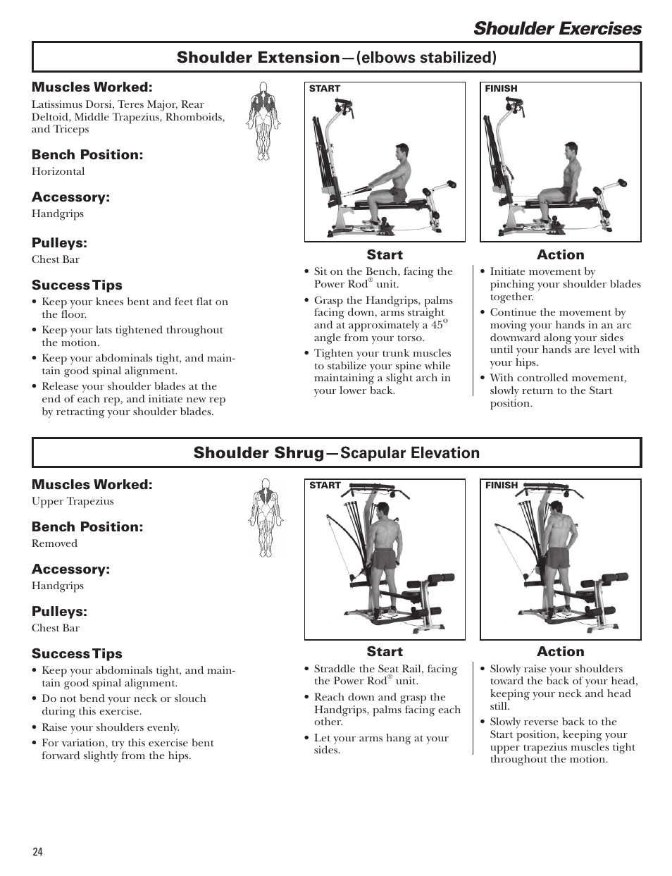 Shoulder exercises | Bowflex Blaze Home Gym User Manual | Page 24 / 80