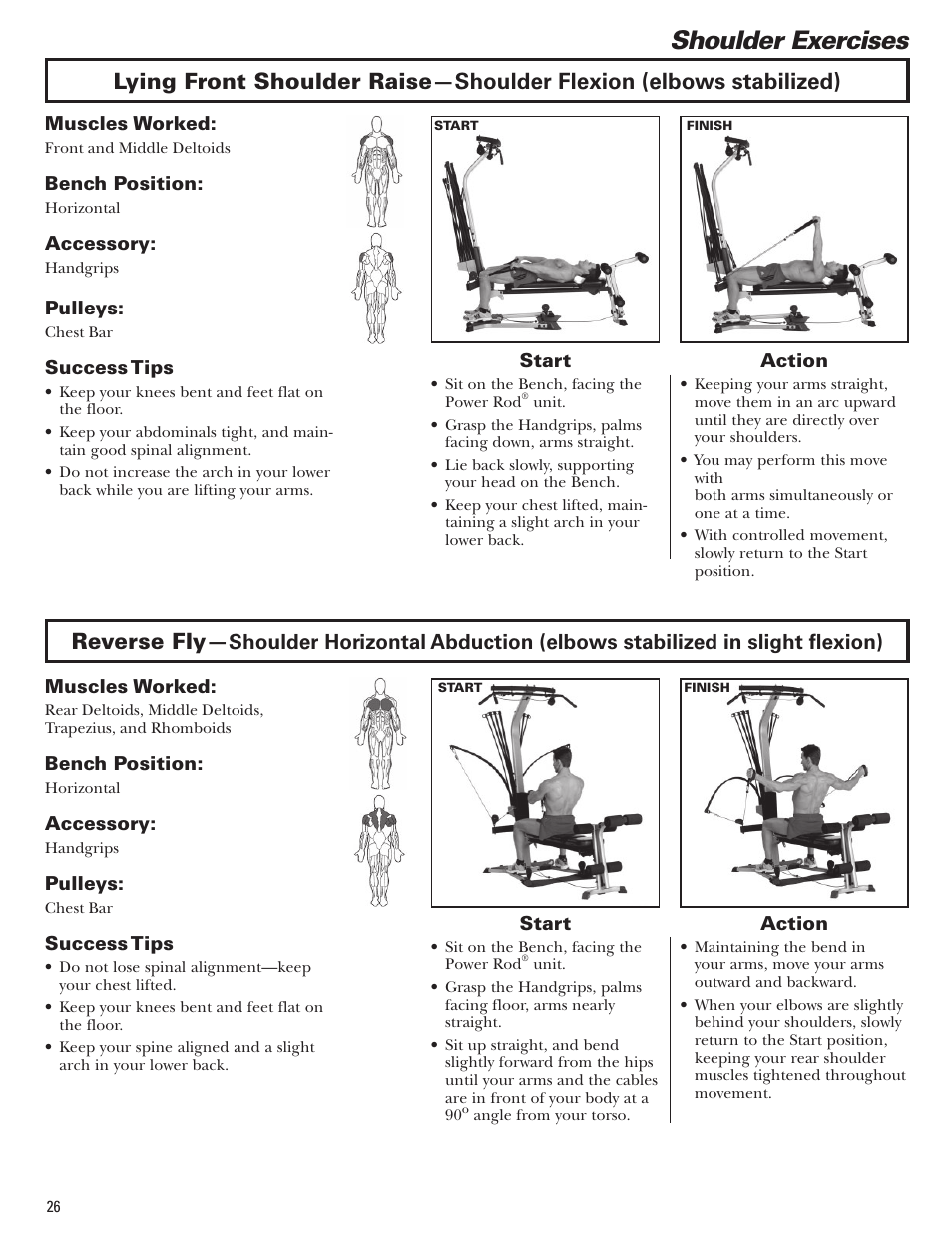 Shoulder exercises | Bowflex Blaze Home Gym User Manual | Page 26 / 80