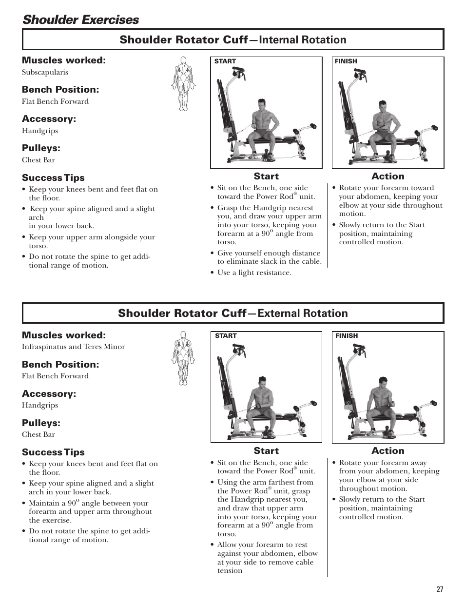Shoulder exercises | Bowflex Blaze Home Gym User Manual | Page 27 / 80