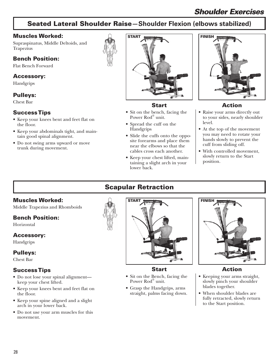 Shoulder exercises | Bowflex Blaze Home Gym User Manual | Page 28 / 80