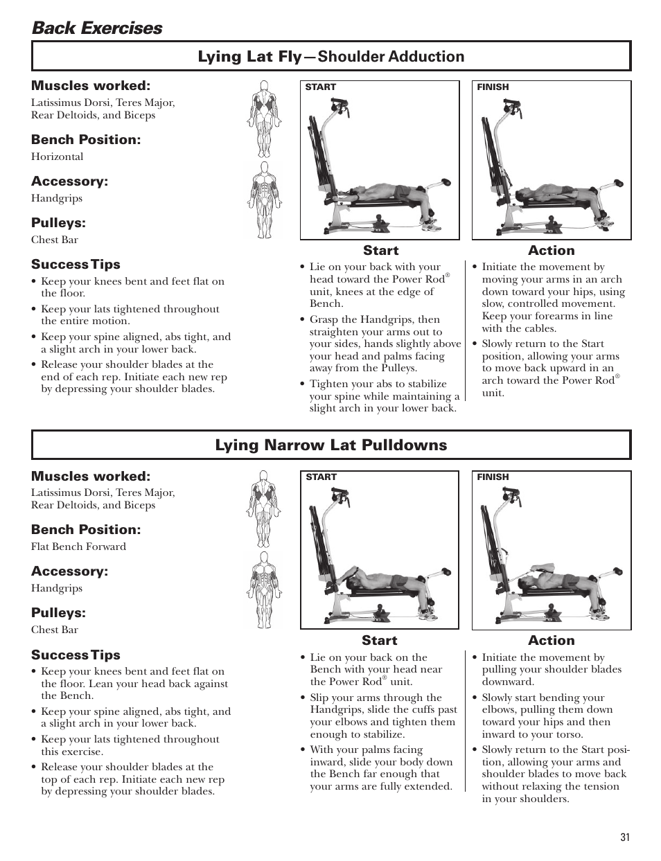 Back exercises | Bowflex Blaze Home Gym User Manual | Page 31 / 80