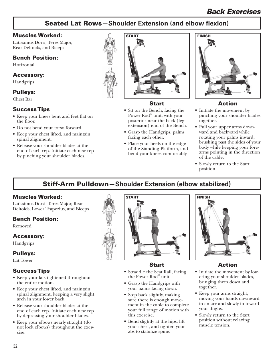 Back exercises | Bowflex Blaze Home Gym User Manual | Page 32 / 80