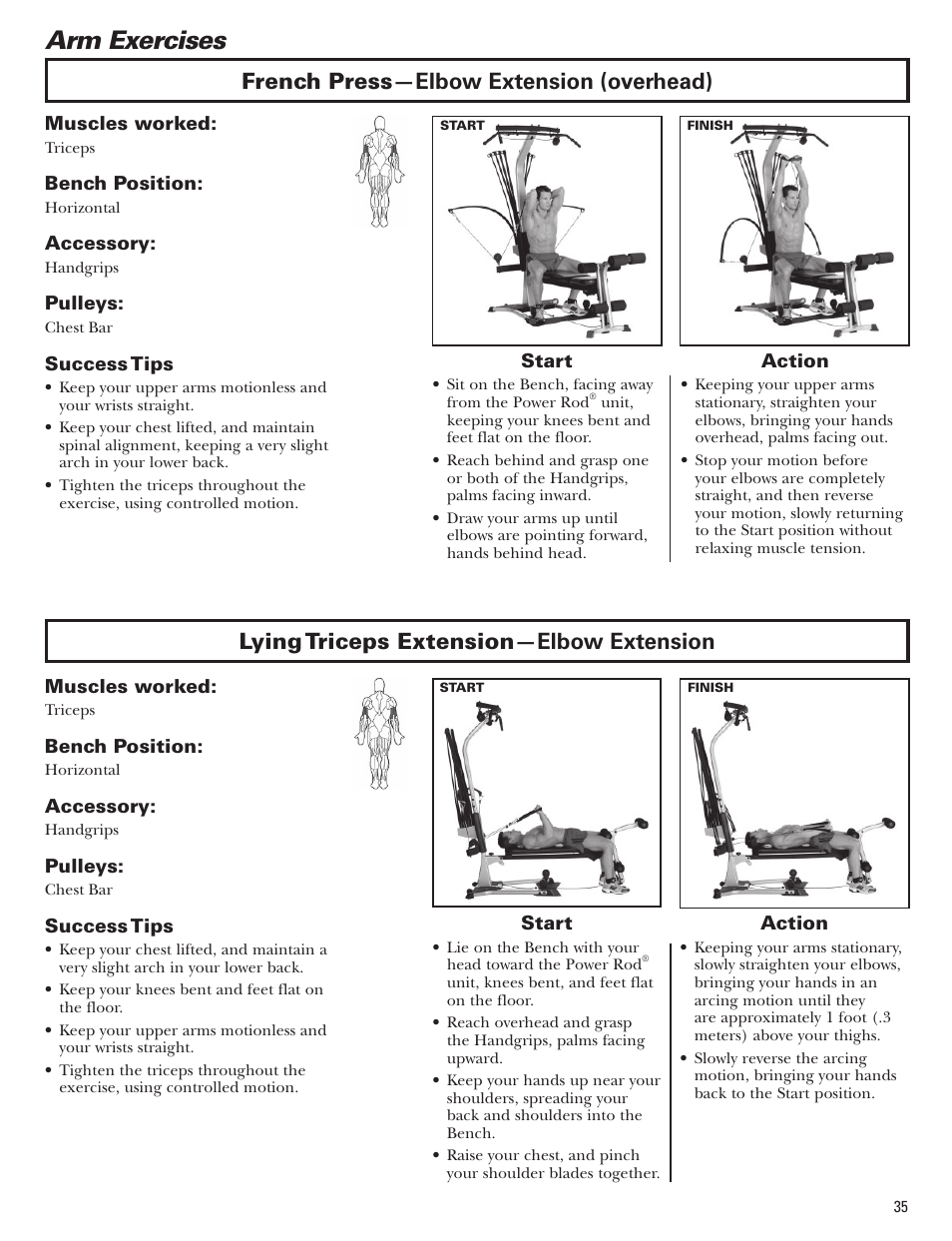 Arm exercises | Bowflex Blaze Home Gym User Manual | Page 35 / 80