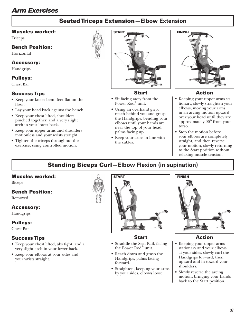 Arm exercises | Bowflex Blaze Home Gym User Manual | Page 37 / 80