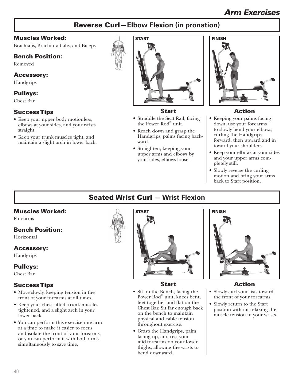 Arm exercises | Bowflex Blaze Home Gym User Manual | Page 40 / 80