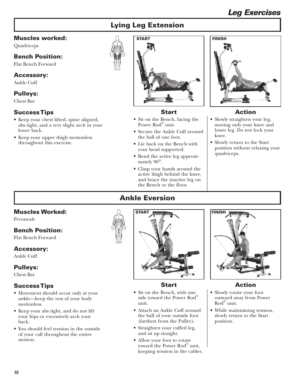 Leg exercises, Lying leg extension ankle eversion | Bowflex Blaze Home Gym User Manual | Page 46 / 80