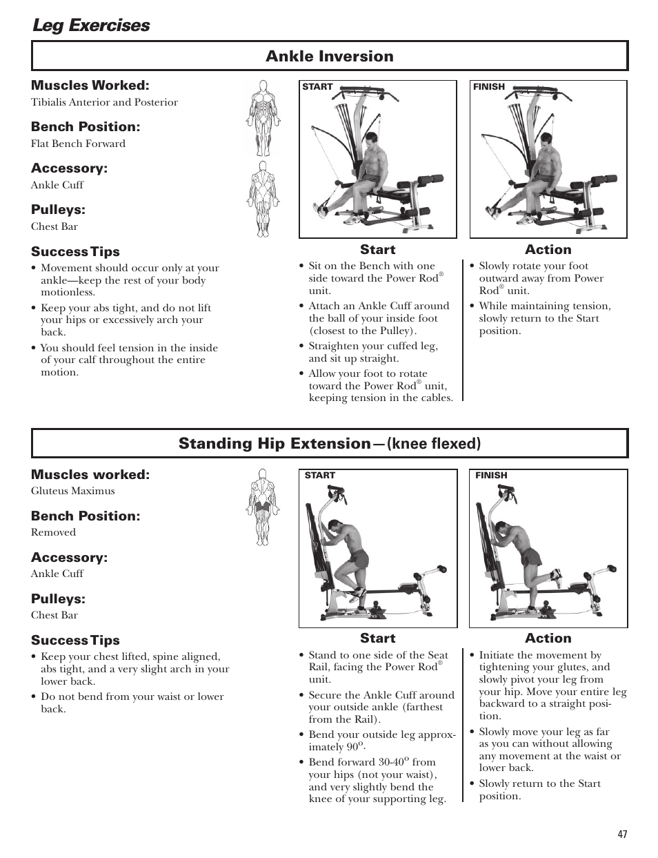 Leg exercises | Bowflex Blaze Home Gym User Manual | Page 47 / 80