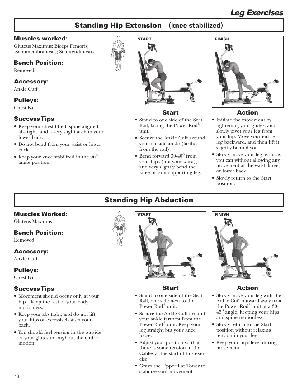 Leg exercises | Bowflex Blaze Home Gym User Manual | Page 48 / 80