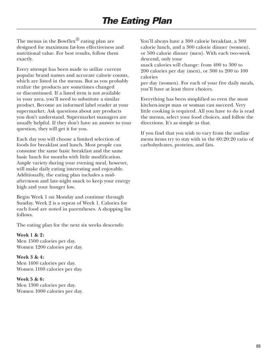 The eating plan | Bowflex Blaze Home Gym User Manual | Page 69 / 80