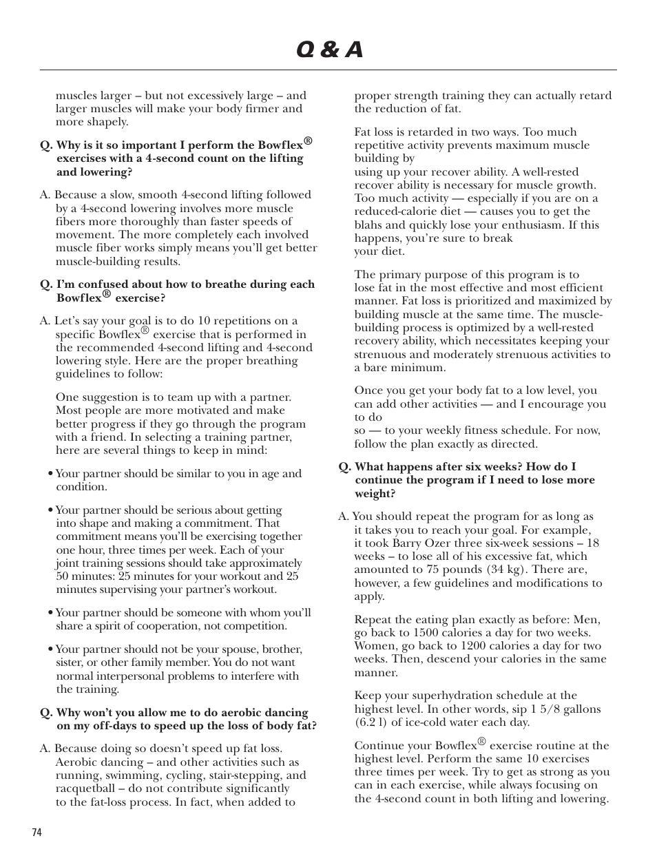 Q & a | Bowflex Blaze Home Gym User Manual | Page 74 / 80