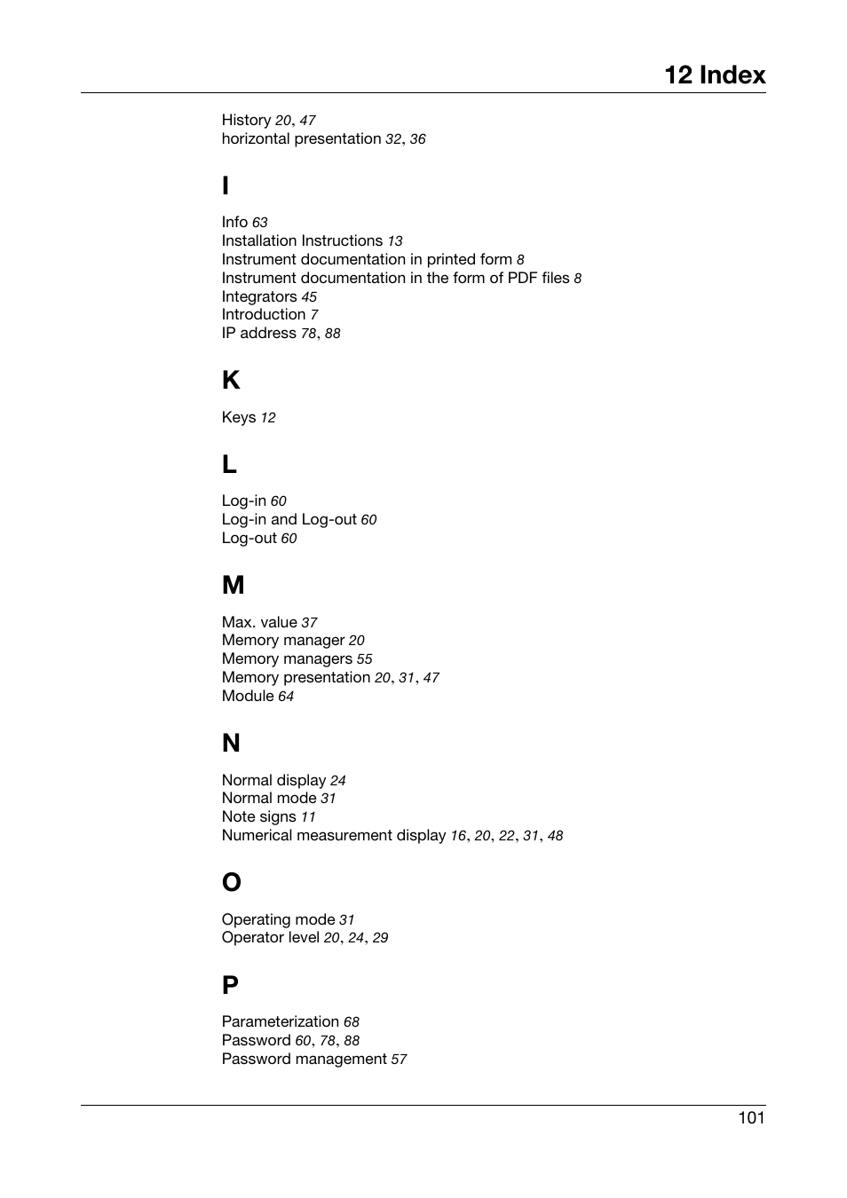 12 index | JUMO 706585 LOGOSCREEN fd Operating Instructions User Manual | Page 101 / 108