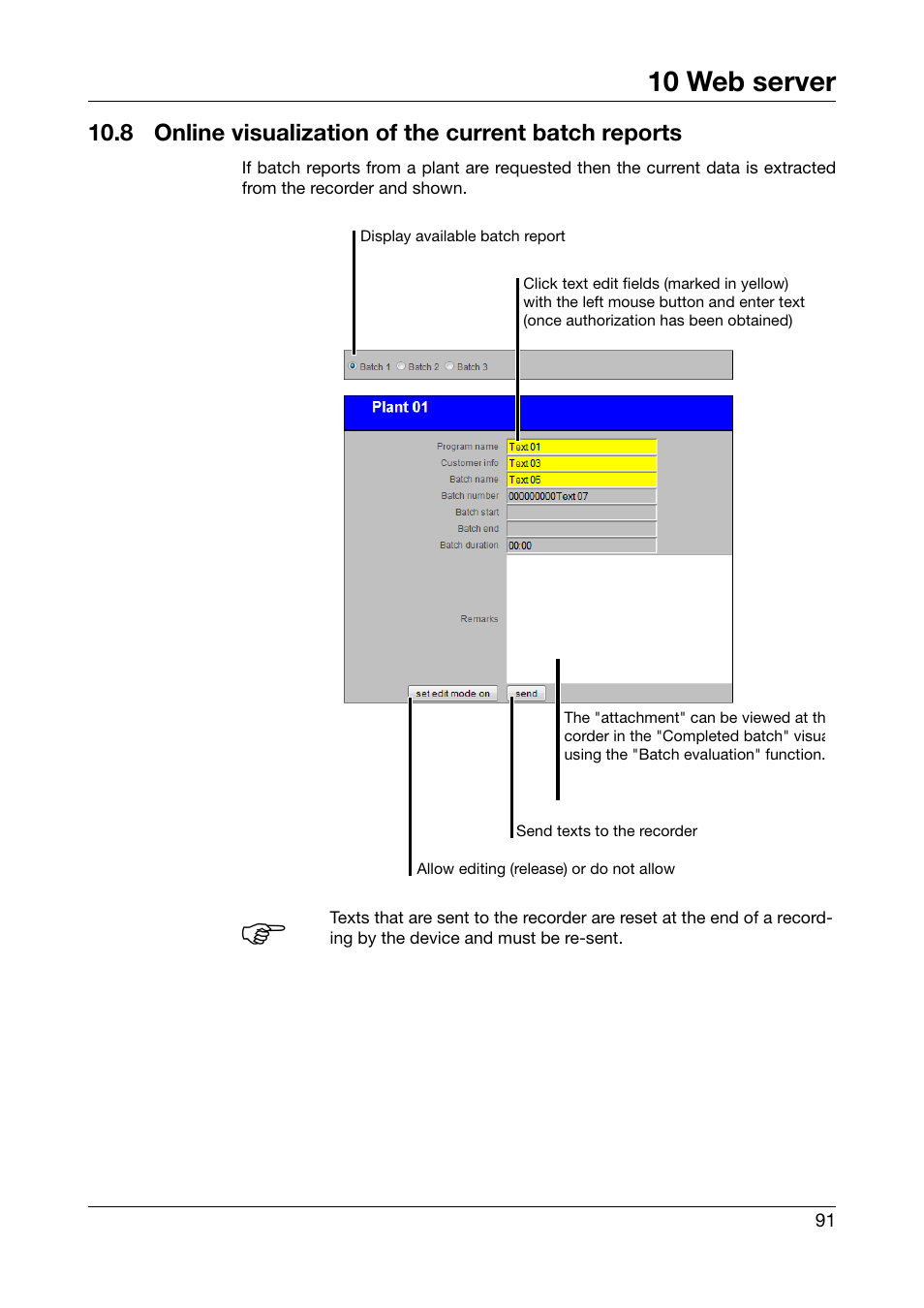 Online visualization of the current batch reports, 10 web server | JUMO 706585 LOGOSCREEN fd Operating Instructions User Manual | Page 91 / 108