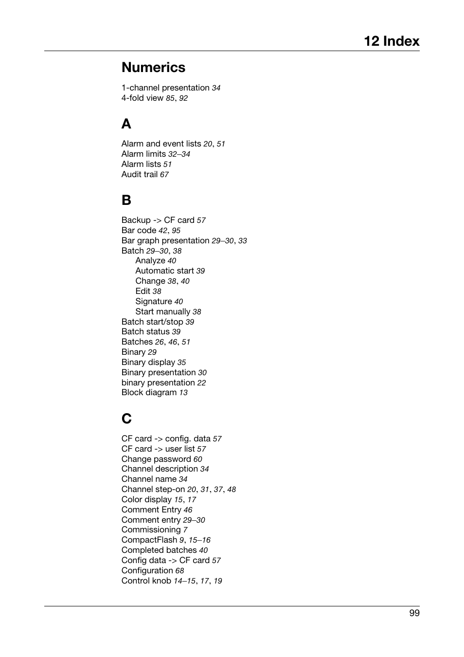 12 index, Index, 12 index numerics | JUMO 706585 LOGOSCREEN fd Operating Instructions User Manual | Page 99 / 108