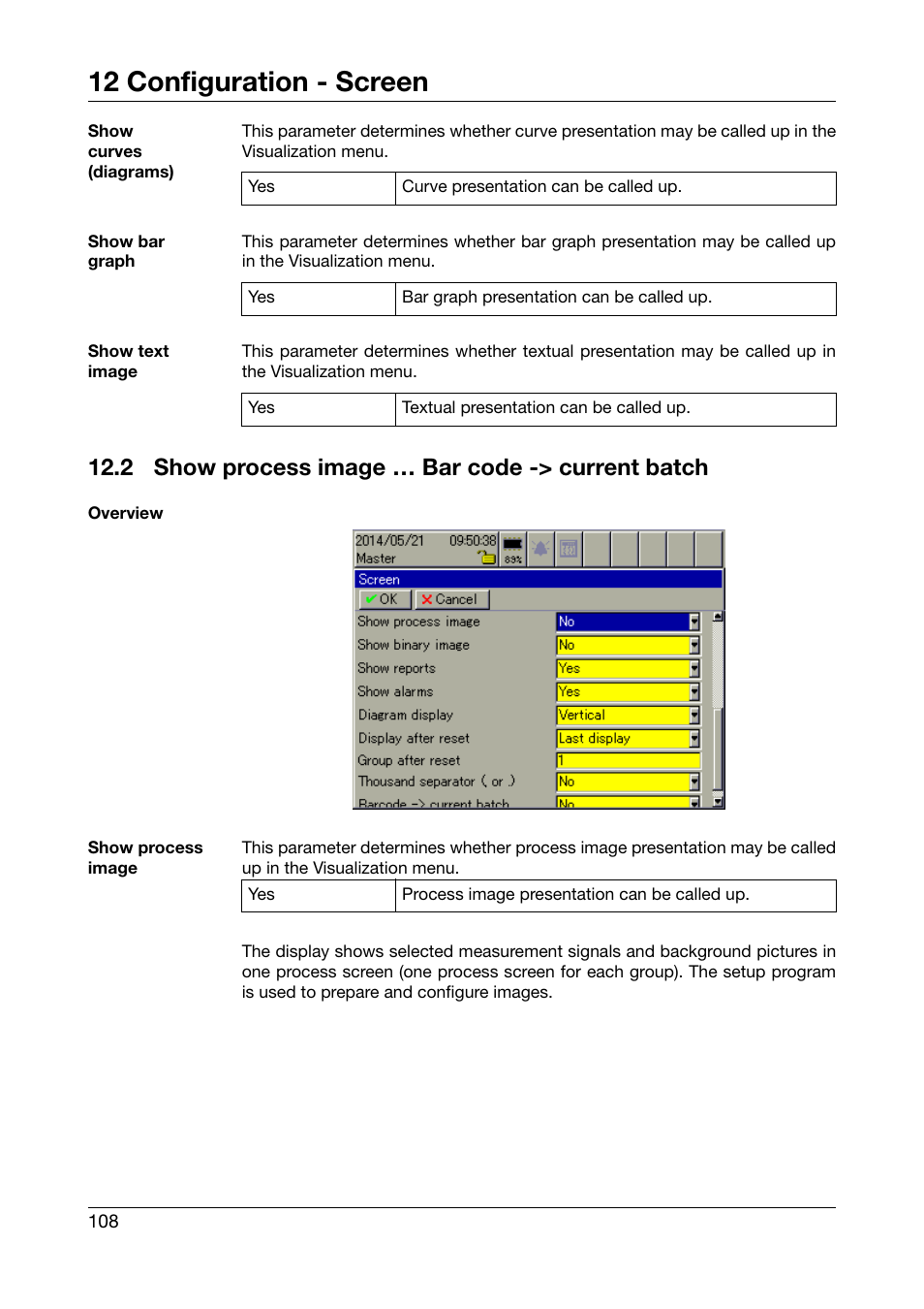 2 show process image … bar code -> current batch, Show process image … bar code -> current batch, 12 configuration - screen | JUMO 706585 LOGOSCREEN fd Operating Manual User Manual | Page 108 / 228