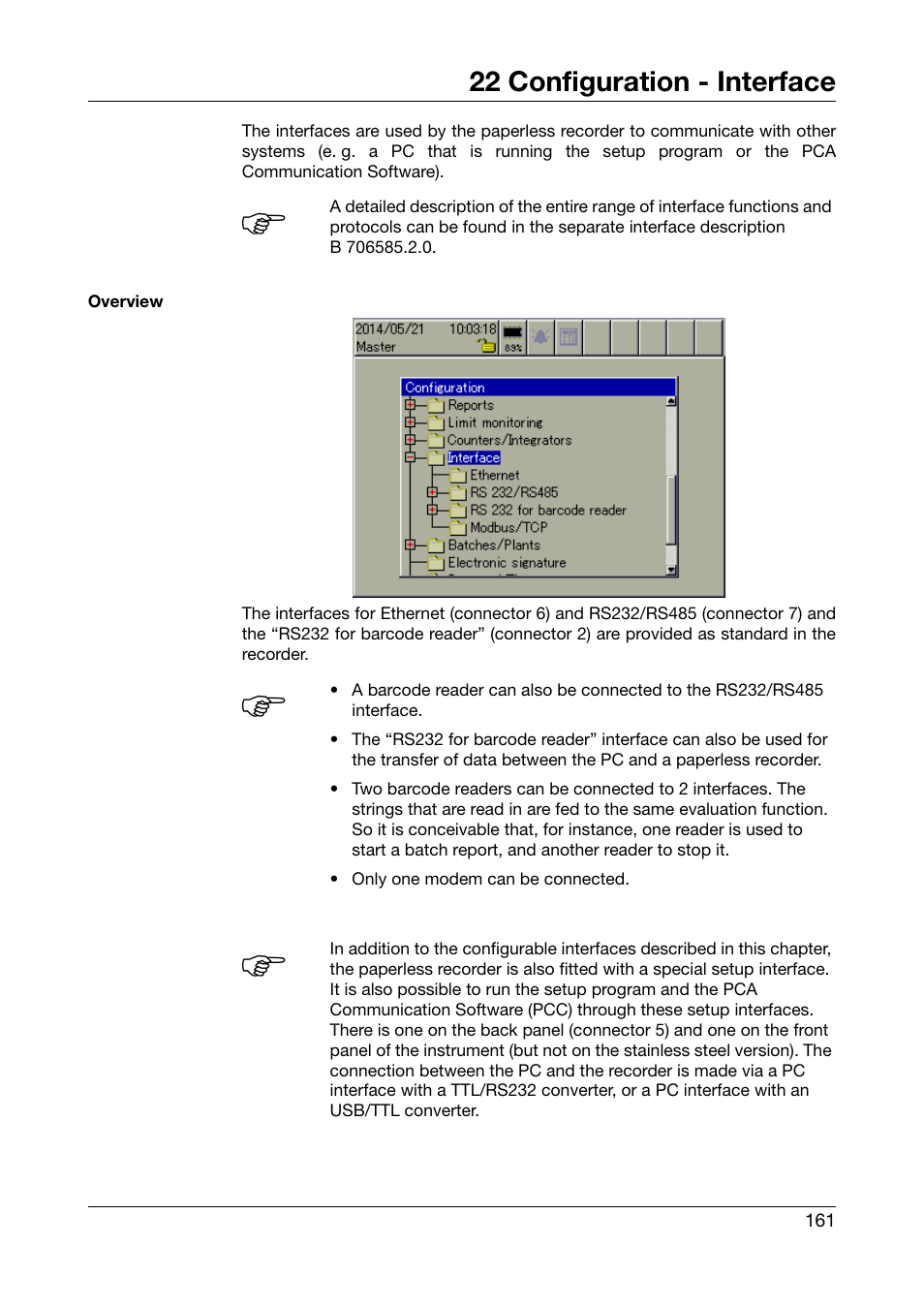 22 configuration - interface, Configuration - interface | JUMO 706585 LOGOSCREEN fd Operating Manual User Manual | Page 161 / 228