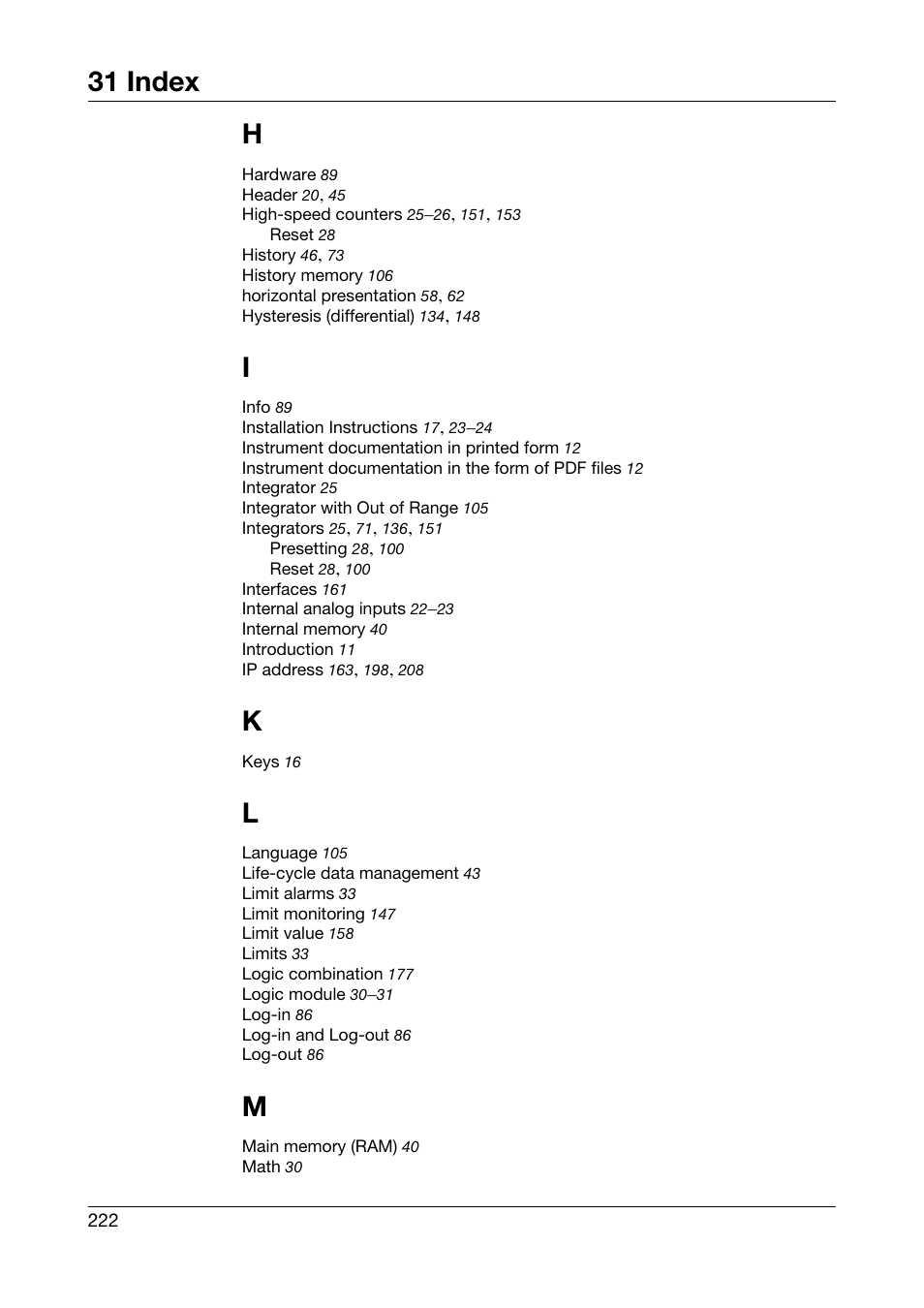 31 index | JUMO 706585 LOGOSCREEN fd Operating Manual User Manual | Page 222 / 228