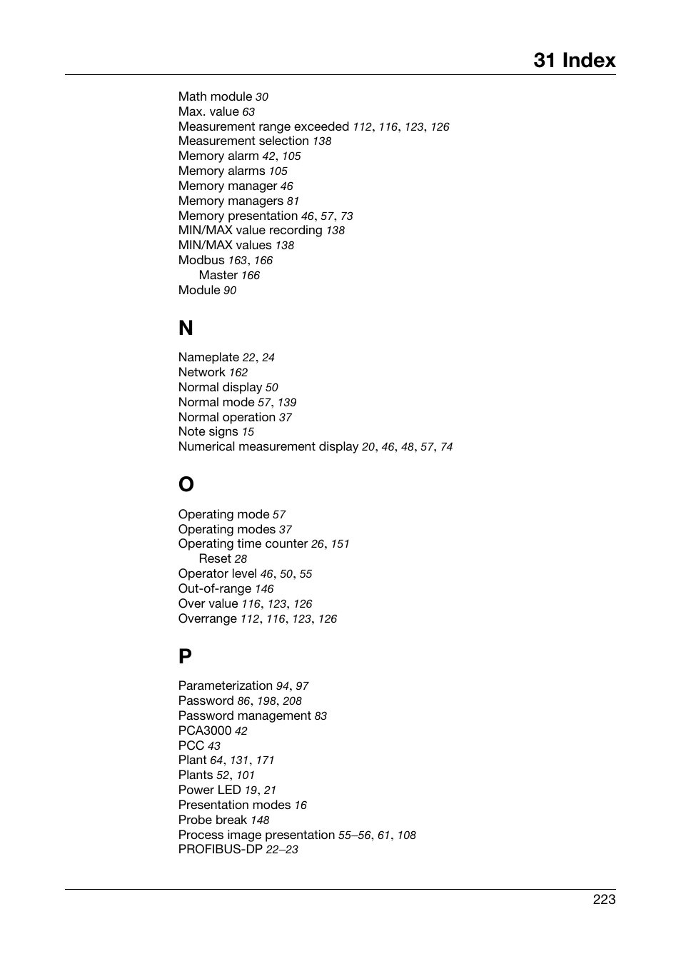 31 index | JUMO 706585 LOGOSCREEN fd Operating Manual User Manual | Page 223 / 228