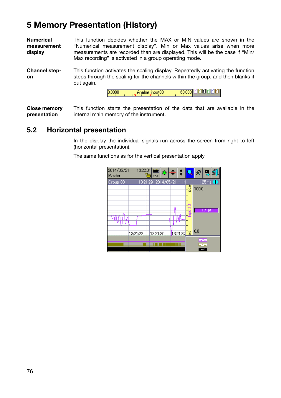 2 horizontal presentation, Horizontal presentation | JUMO 706585 LOGOSCREEN fd Operating Manual User Manual | Page 76 / 228