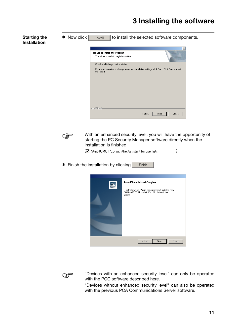 3 installing the software | JUMO PCA Communications Software PCC (B 70.9702.0) User Manual | Page 11 / 98