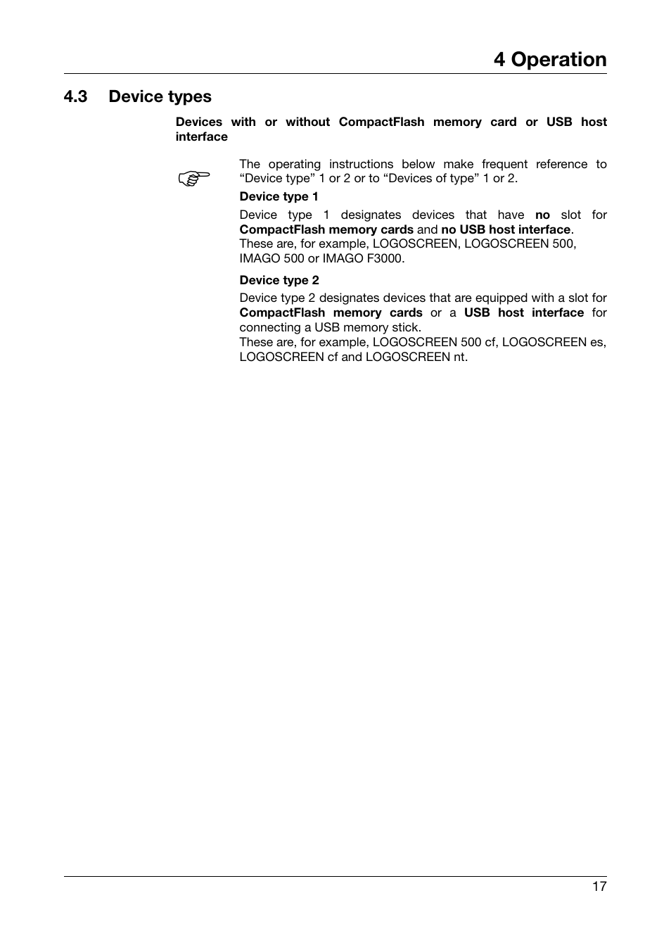 3 device types, Device types, 4 operation | JUMO PCA Communications Software PCC (B 70.9702.0) User Manual | Page 17 / 98