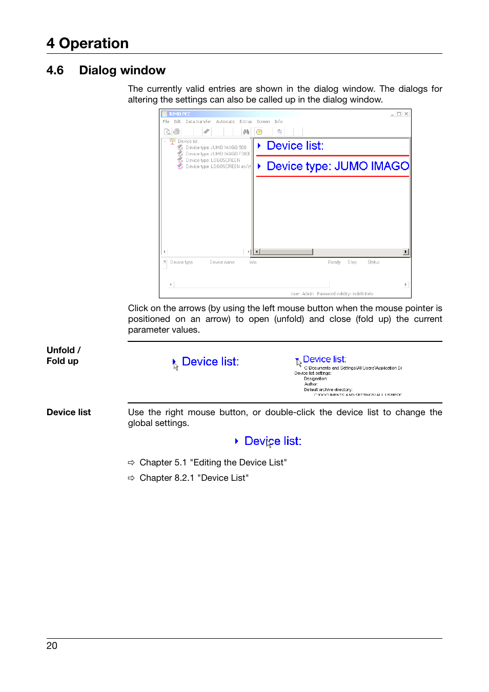 6 dialog window, Dialog window, 4 operation | JUMO PCA Communications Software PCC (B 70.9702.0) User Manual | Page 20 / 98