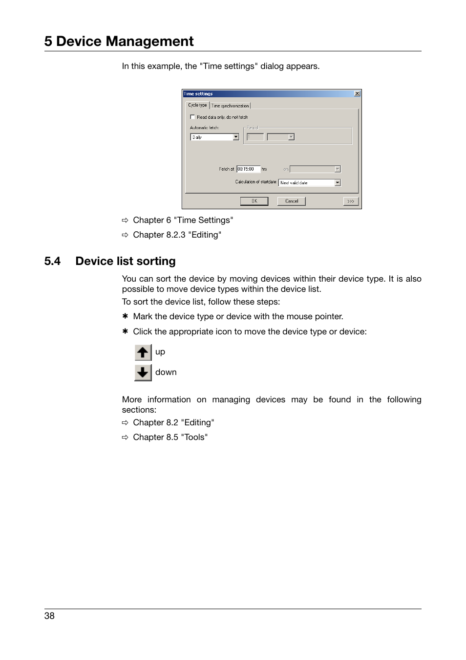 4 device list sorting, Device list sorting, 5 device management | JUMO PCA Communications Software PCC (B 70.9702.0) User Manual | Page 38 / 98