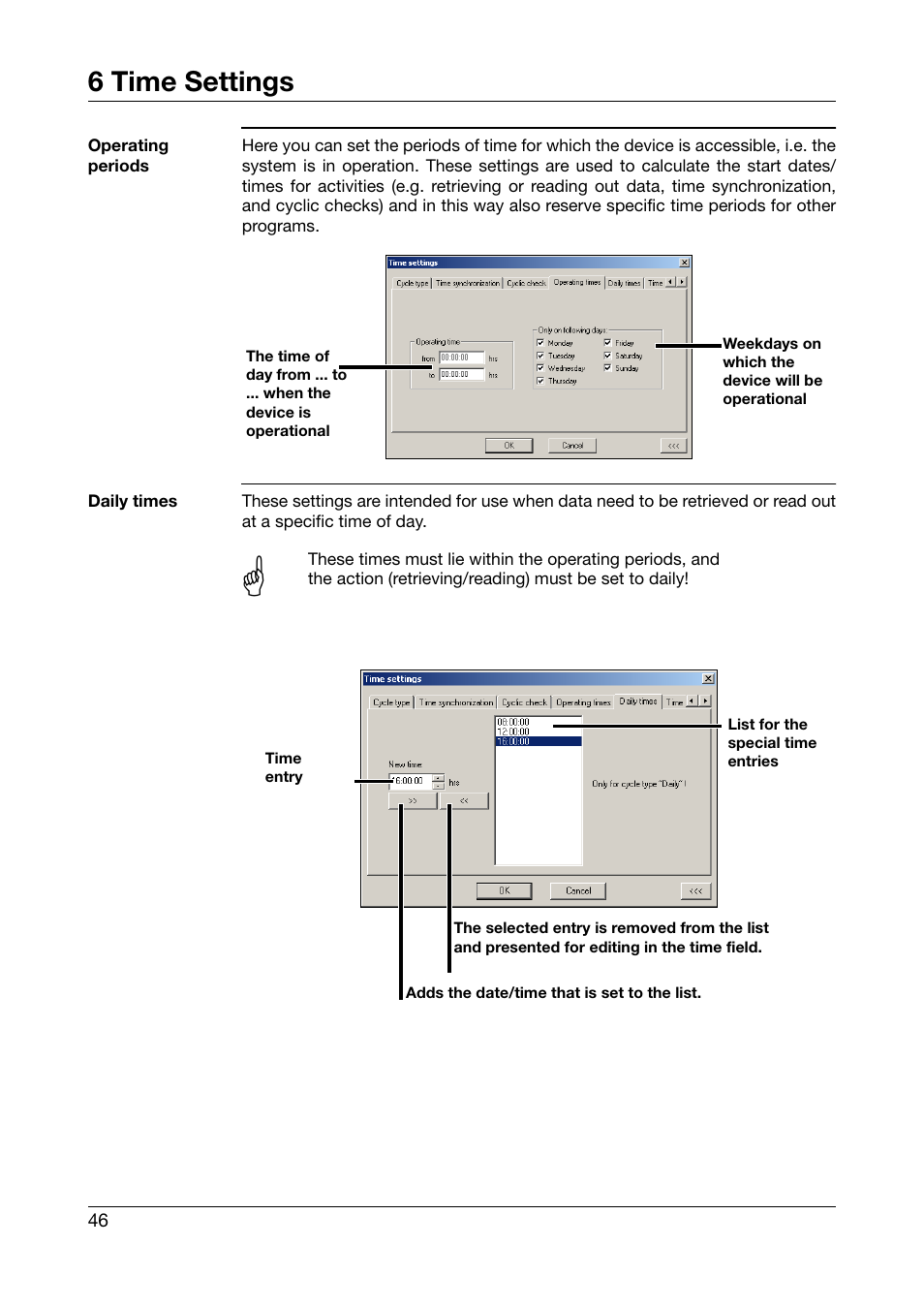 6 time settings | JUMO PCA Communications Software PCC (B 70.9702.0) User Manual | Page 46 / 98