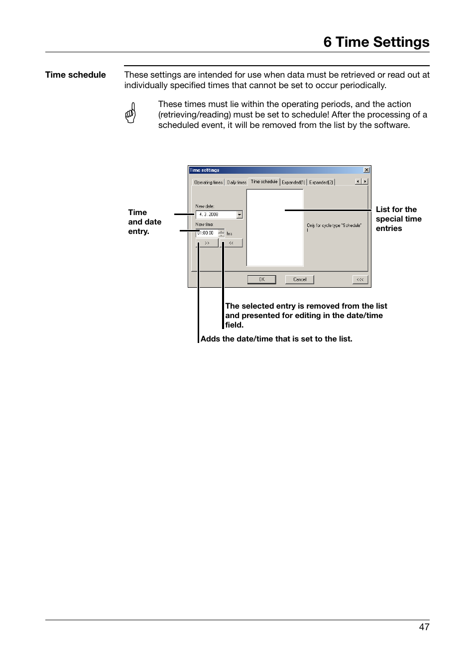 6 time settings | JUMO PCA Communications Software PCC (B 70.9702.0) User Manual | Page 47 / 98