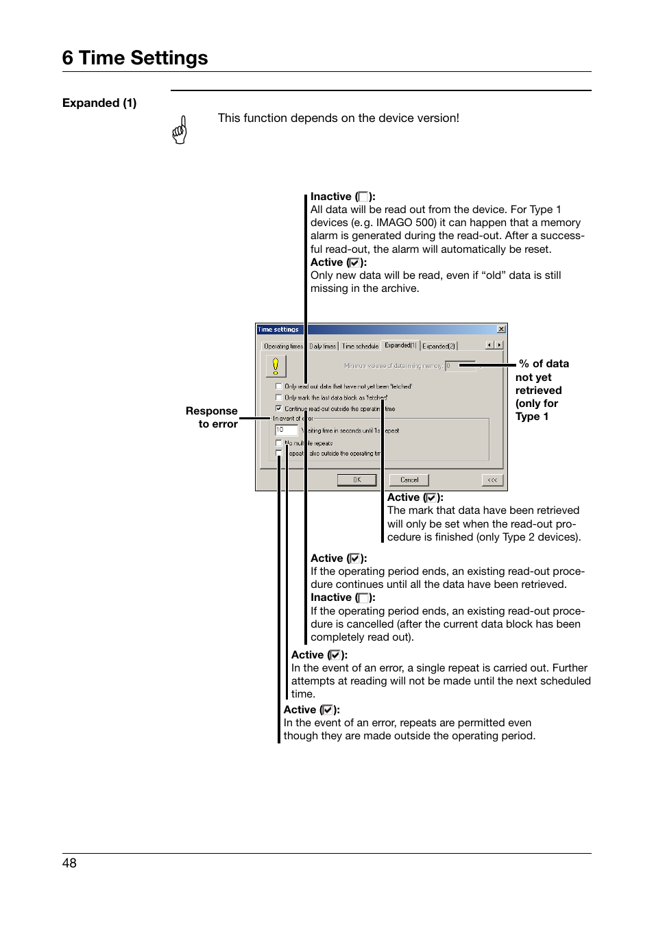 6 time settings | JUMO PCA Communications Software PCC (B 70.9702.0) User Manual | Page 48 / 98