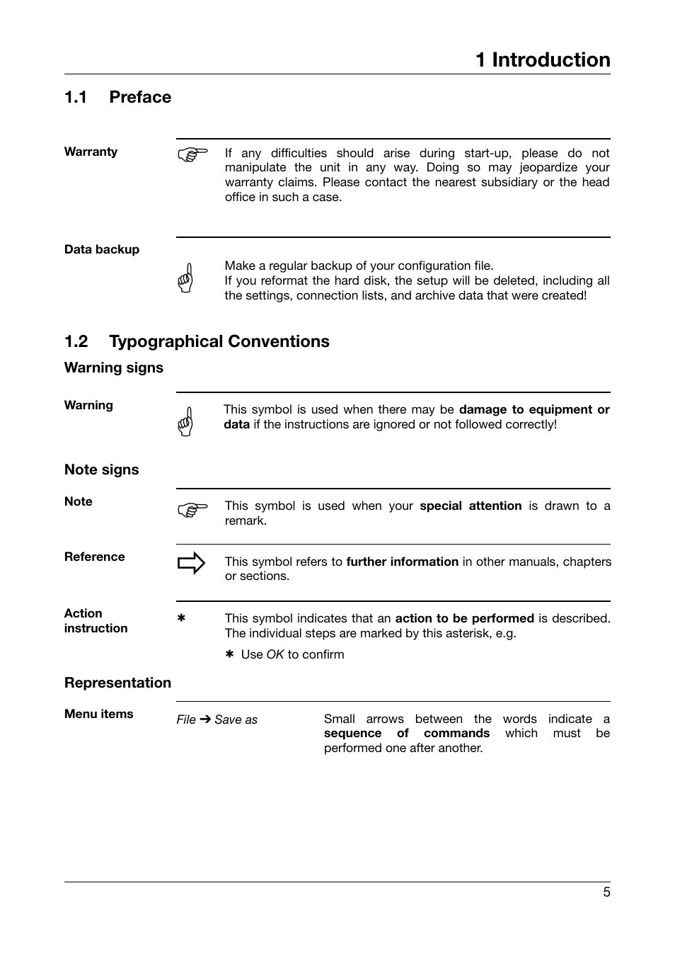 1 introduction, 1 preface, 2 typographical conventions | Introduction, Preface, Typographical conventions | JUMO PCA Communications Software PCC (B 70.9702.0) User Manual | Page 5 / 98