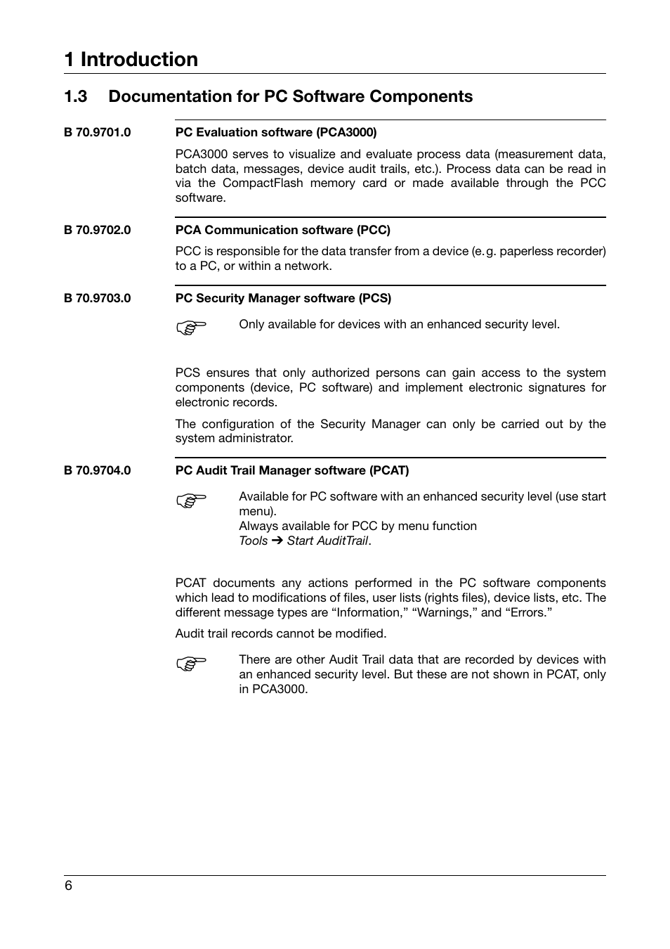 3 documentation for pc software components, Documentation for pc software components, 1 introduction | JUMO PCA Communications Software PCC (B 70.9702.0) User Manual | Page 6 / 98