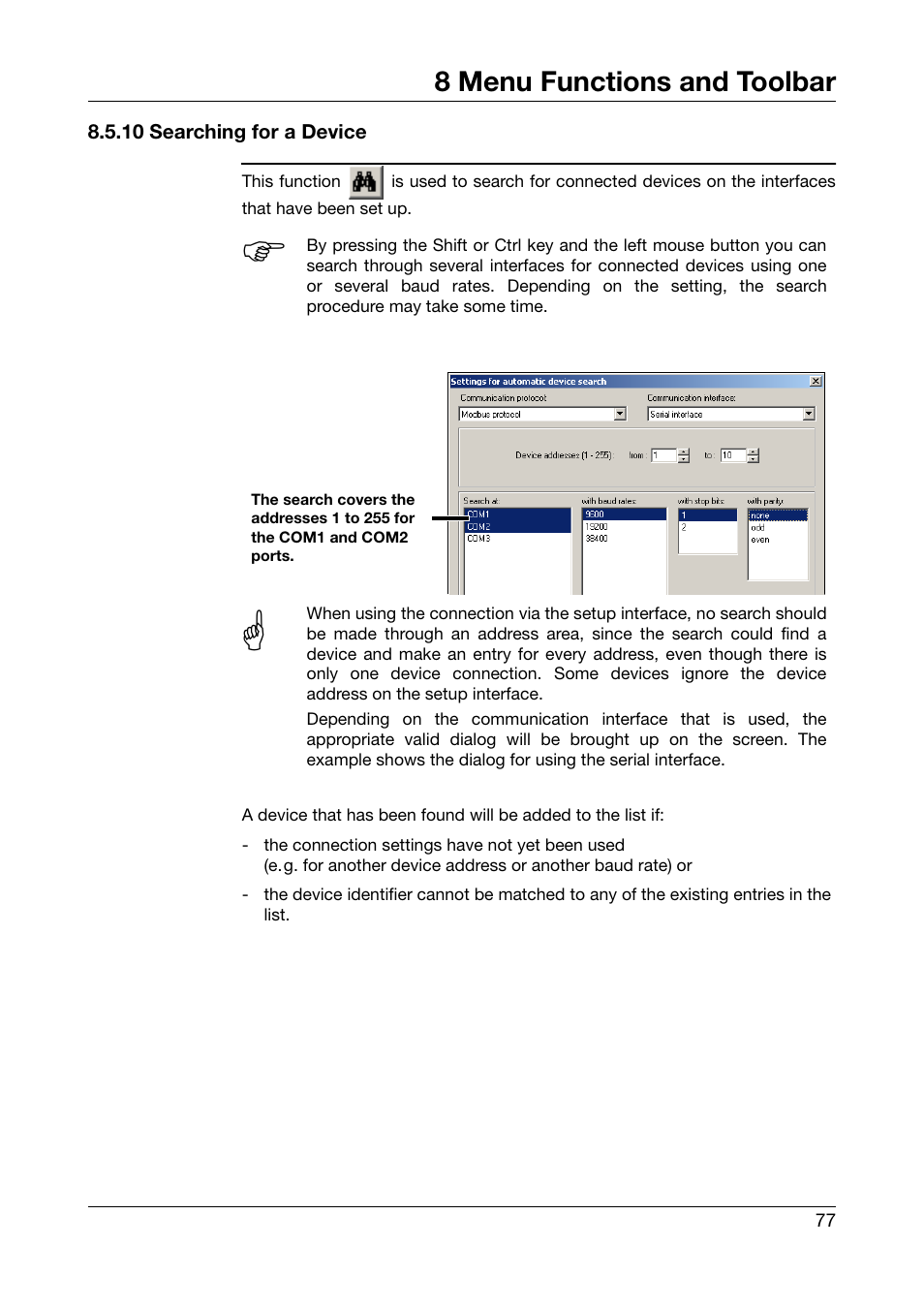 10 searching for a device, 8 menu functions and toolbar | JUMO PCA Communications Software PCC (B 70.9702.0) User Manual | Page 77 / 98