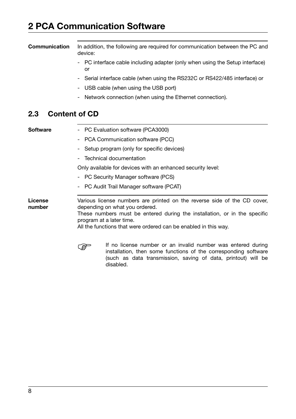 3 content of cd, Content of cd, 2 pca communication software | JUMO PCA Communications Software PCC (B 70.9702.0) User Manual | Page 8 / 98