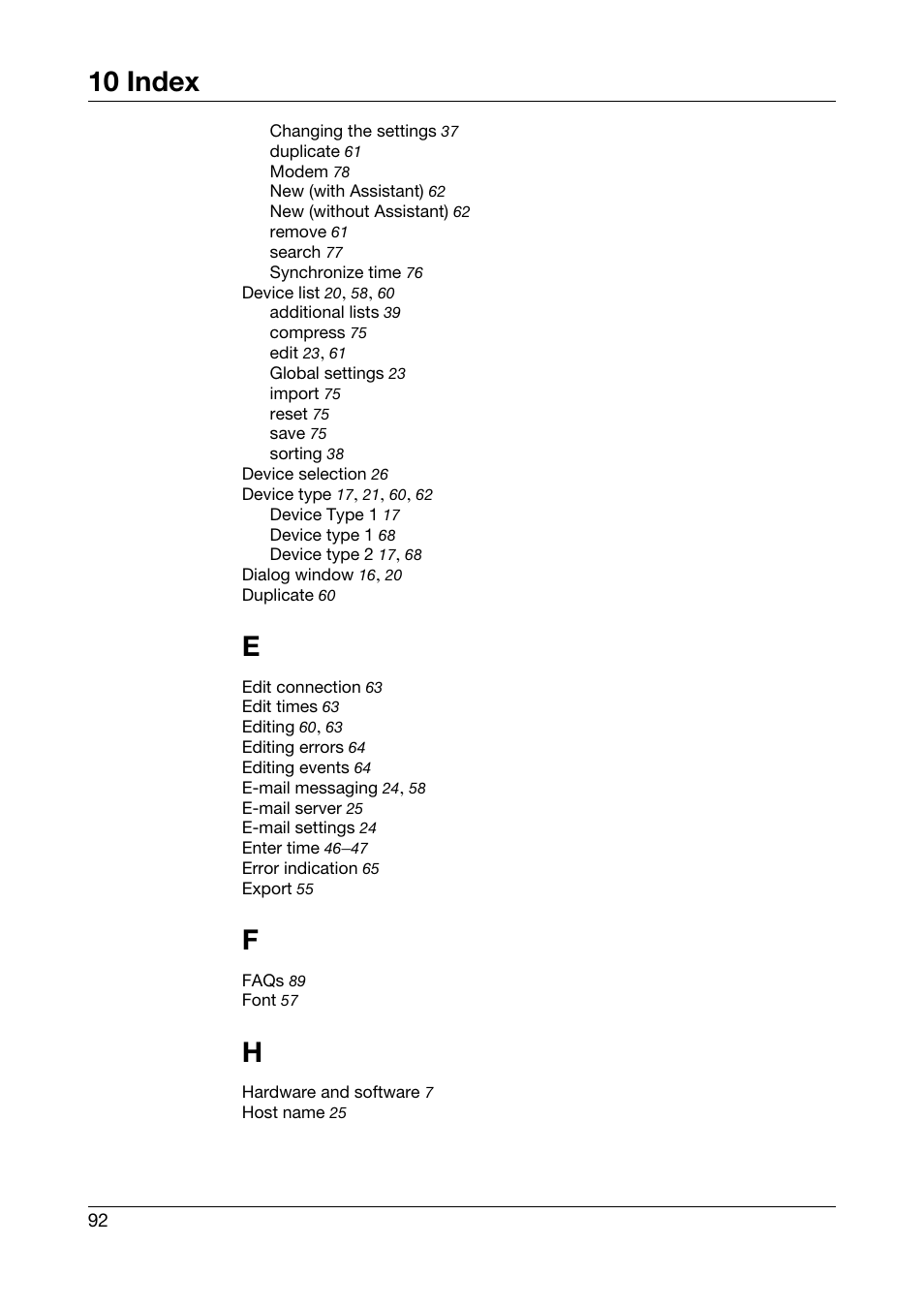 10 index | JUMO PCA Communications Software PCC (B 70.9702.0) User Manual | Page 92 / 98