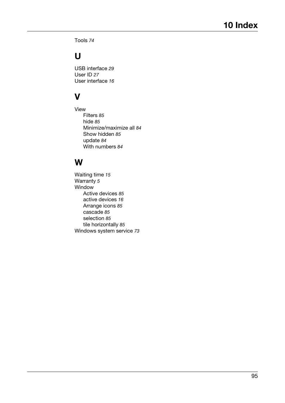 10 index | JUMO PCA Communications Software PCC (B 70.9702.0) User Manual | Page 95 / 98