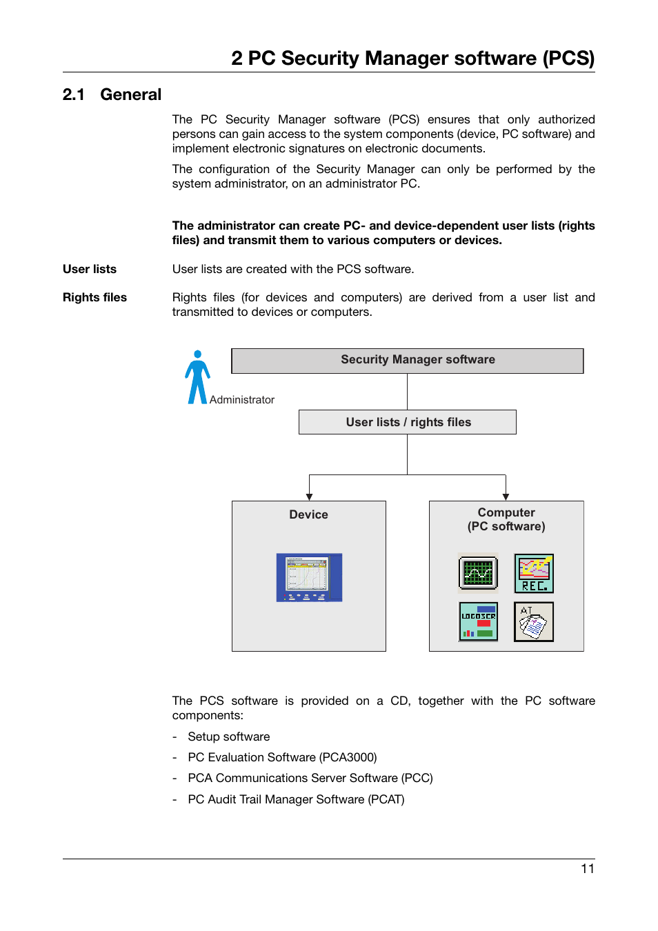 2 pc security manager software (pcs), 1 general, Pc security manager software (pcs) | General | JUMO PC Security Manager Software PCS (B 70.9703.0) User Manual | Page 11 / 74