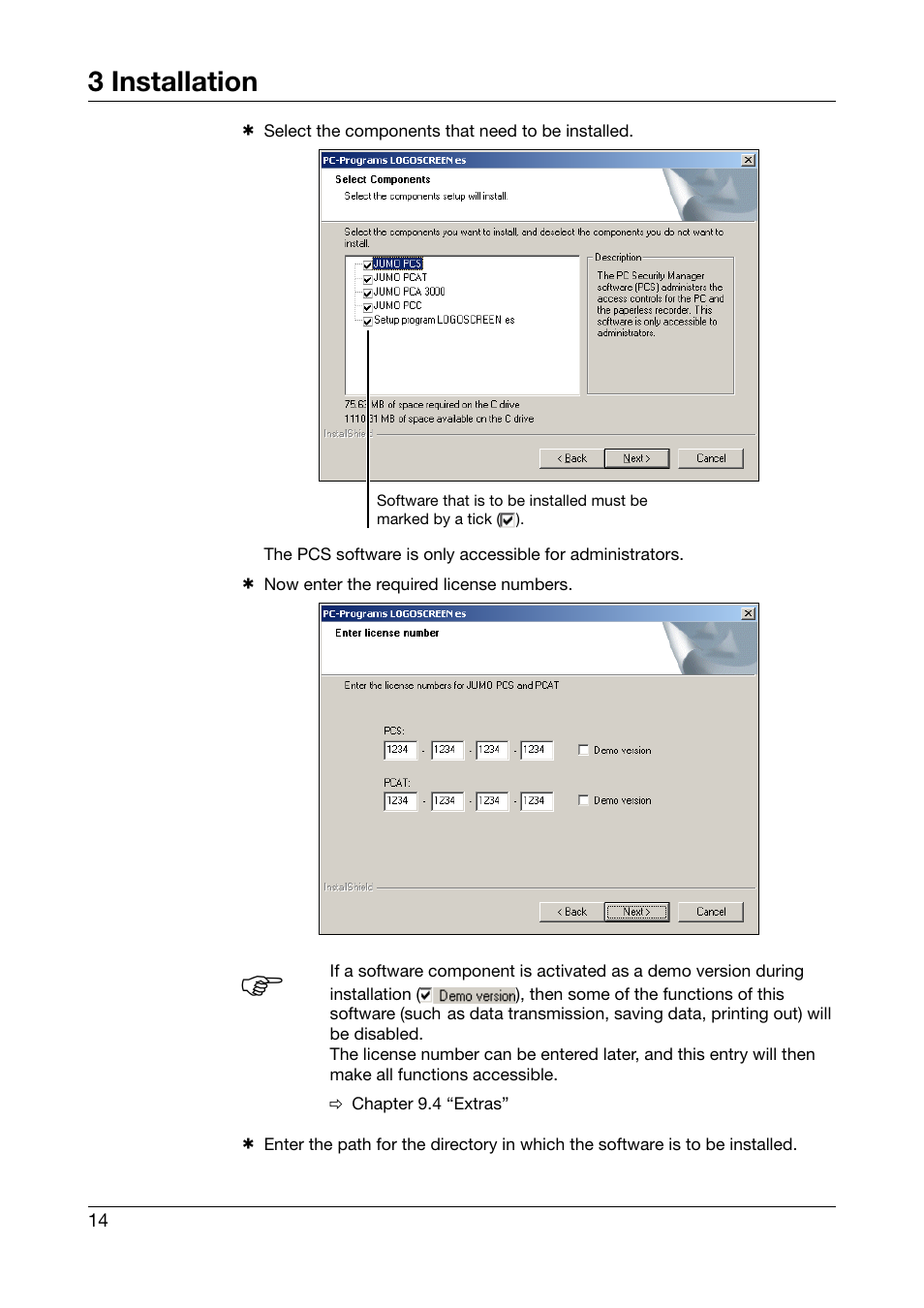 3 installation | JUMO PC Security Manager Software PCS (B 70.9703.0) User Manual | Page 14 / 74